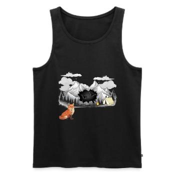 Fuchs Natur Zelt Gebirge Lagerfeuer Berge Natur - Männer Premium Bio Tank Top - Schwarz - Vorne - Michal (187cm)