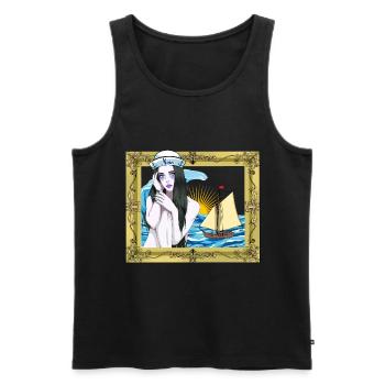 maritime sailor sailor girl sailor ship - Men's Premium Organic Tank Top - black - Front - AI Model Male 178 light (178cm)