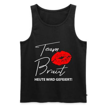 team braut "heute wird gefeiert" Küsschen. - Männer Premium Bio Tank Top - Schwarz - Vorne - Michal (187cm)