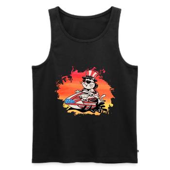 USA Cat Jet Ski - Men's Premium Organic Tank Top - black - Front - Michal (187cm)