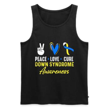 Peace Love Healing Down Syndrome Consciousness - Men's Premium Organic Tank Top - black - Front - Michal (187cm)