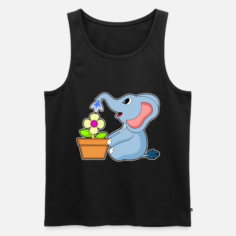 Elefant Blumentopf Blume - Männer Premium Bio Tank Top - Schwarz