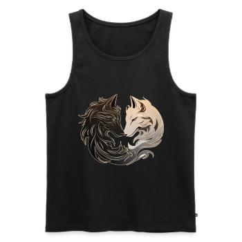 Yin Yang Wolf Natur Spirituelles Tier - Männer Premium Bio Tank Top - Schwarz - Vorne - AI Model Male 178 light (178cm)