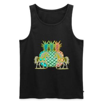 Ananas Licorne d’été Licornes Fruits Fruits Cheval - Débardeur bio Premium Homme - noir - Devant - Michal (187cm)