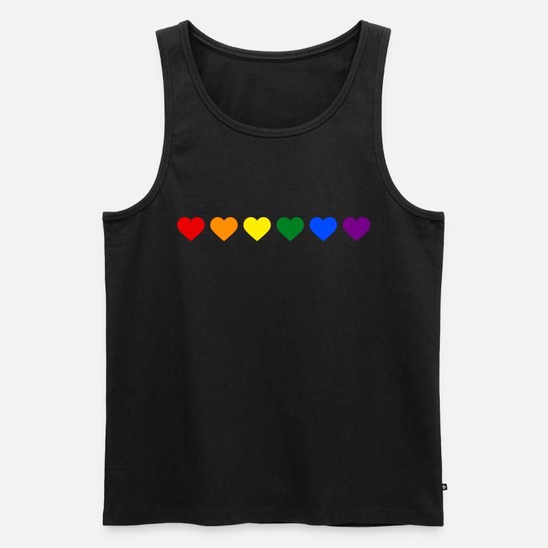 Regenbogenherzen - Männer Premium Bio Tank Top - Schwarz