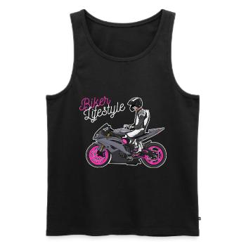Motorcycle Lifestyle / Motorrad / Motorräder biker - Männer Premium Bio Tank Top - Schwarz - Vorne - Michal (187cm)