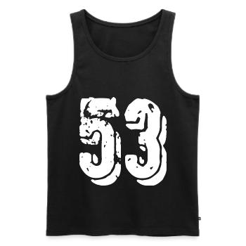 Maillot à 53 numéros - Débardeur bio Premium Homme - noir - Devant - AI Model Male 178 light (178cm)