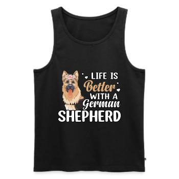 Das Leben ist besser mit einem Deutschen Schäferhund - Männer Premium Bio Tank Top - Schwarz - Vorne - Michal (187cm)