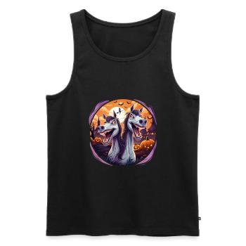 Drôles de chevaux d’Halloween fous - Débardeur bio Premium Homme - noir - Devant - Michal (187cm)
