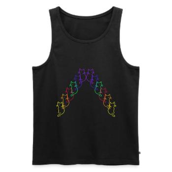 80er Regenbogen Katzen Gay Pride LGBT - Männer Premium Bio Tank Top - Schwarz - Vorne - Michal (187cm)