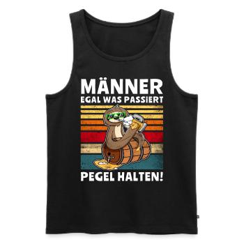Bier Männer Pegel Halten Faultier Trinksprüche - Männer Premium Bio Tank Top - Schwarz - Vorne - Michal (187cm)