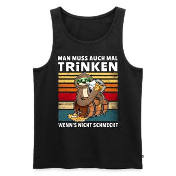 Bier Trinken Nicht Schmeckt Faultier Trinksprüche - Männer Premium Bio Tank Top - Schwarz - Vorne - Michal (187cm)