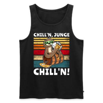 Faultier Bier Löten Saufsprüche - Männer Premium Bio Tank Top - Schwarz - Vorne - AI Model Male 178 light (178cm)