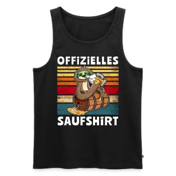 Bier Saufen Faultier Saufsprüche - Männer Premium Bio Tank Top - Schwarz - Vorne - AI Model Male 178 light (178cm)