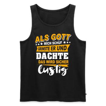 Gott Schuf Grinste Lustig - Männer Premium Bio Tank Top - Schwarz - Vorne - AI Model Male 178 light (178cm)