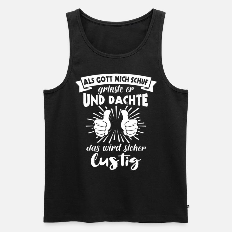 Gott Grinste Spruch - Männer Premium Bio Tank Top - Schwarz