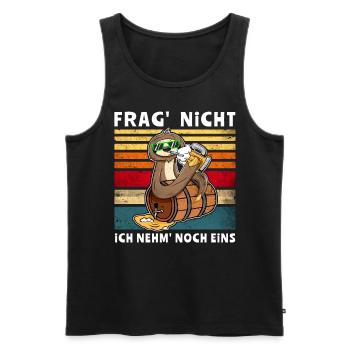 Bier Trinken Faultier Trinksprüche - Männer Premium Bio Tank Top - Schwarz - Vorne - Michal (187cm)