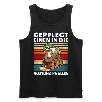Bier Trinken Faultier Trinksprüche - Männer Premium Bio Tank Top - Schwarz - Vorne - Michal (187cm)