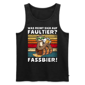 Bier Faultier Trinksprüche - Männer Premium Bio Tank Top - Schwarz - Vorne - Michal (187cm)