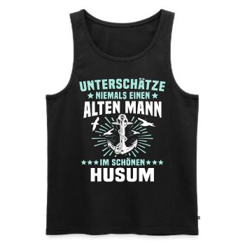 Husum Männer Husumer Mann - Männer Premium Bio Tank Top - Schwarz - Vorne - Michal (187cm)