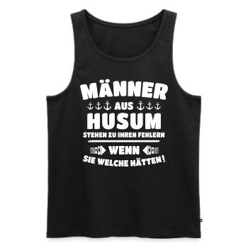 Husum Männer Husumer Mann - Männer Premium Bio Tank Top - Schwarz - Vorne - Michal (187cm)