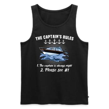 Captain My Boat My Rules Kapitän - Men's Premium Organic Tank Top - black - Front - AI Model Male 178 light (178cm)
