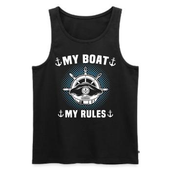 Captain My Boat My Rules Kapitän - Men's Premium Organic Tank Top - black - Front - AI Model Male 178 light (178cm)