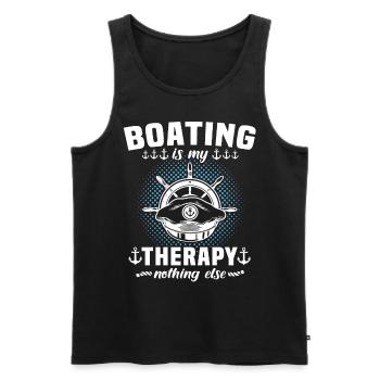 Captain Boating Therapy - Men's Premium Organic Tank Top - black - Front - Michal (187cm)