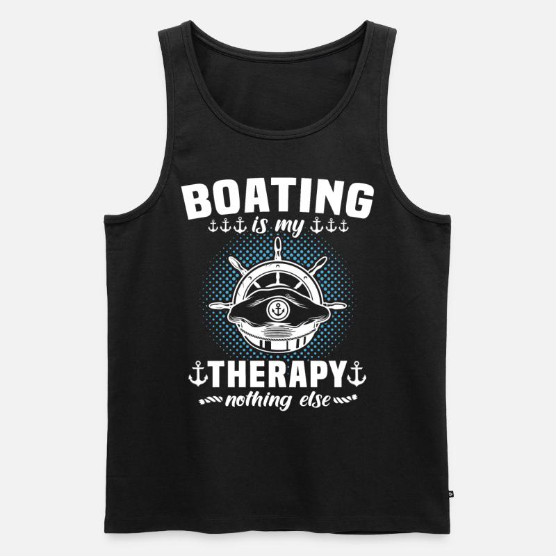 Captain Boating Therapy - Männer Premium Bio Tank Top - Schwarz