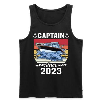 Capitaine 2023 bateau titulaire d’un permis bateau - Débardeur bio Premium Homme - noir - Devant - AI Model Male 178 light (178cm)