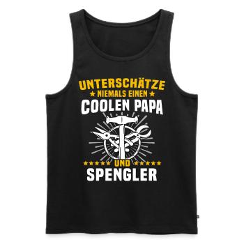 Bauspengler Papa Spengler - Männer Premium Bio Tank Top - Schwarz - Vorne - Michal (187cm)