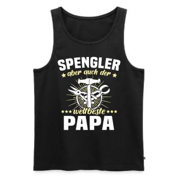 Bauspengler Papa Spengler - Männer Premium Bio Tank Top - Schwarz - Vorne - Michal (187cm)