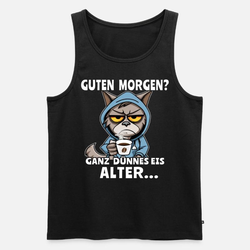 Katze Kaffee Morgenmuffel - Männer Premium Bio Tank Top - Schwarz