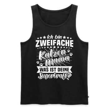 Katzen Mama Zweifache Katzenmama - Männer Premium Bio Tank Top - Schwarz - Vorne - Michal (187cm)