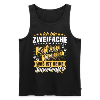 Zweifache Katzenmama Katze Mama - Männer Premium Bio Tank Top - Schwarz - Vorne - Michal (187cm)