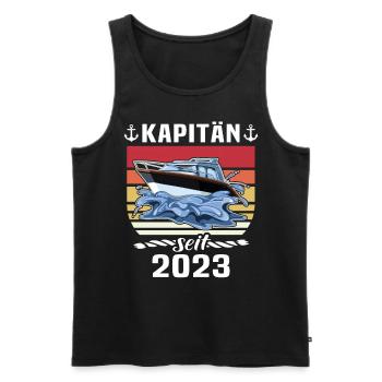 Kapitän Boot Bootsführerschein 2023 - Männer Premium Bio Tank Top - Schwarz - Vorne - Michal (187cm)