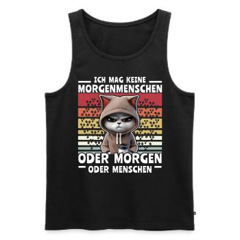 Katze Kaffee Morgenmenschen - Männer Premium Bio Tank Top - Schwarz - Vorne - AI Model Male 178 light (178cm)