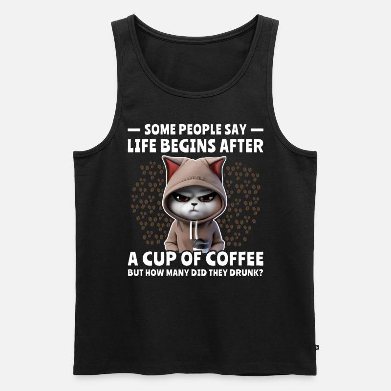 Kaffee Katze Kaffeetrinker - Männer Premium Bio Tank Top - Schwarz