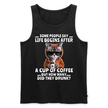 Kaffee Katze Kaffeetrinker - Männer Premium Bio Tank Top - Schwarz - Vorne - AI Model Male 178 light (178cm)