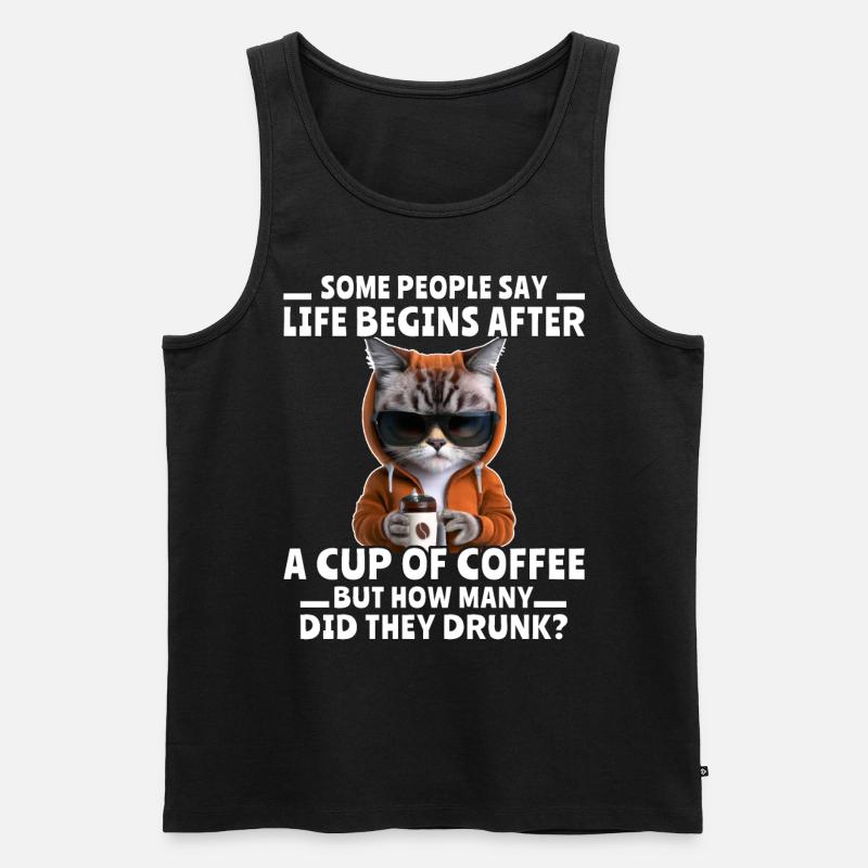 Kaffee Katze Kaffeetrinker - Männer Premium Bio Tank Top - Schwarz