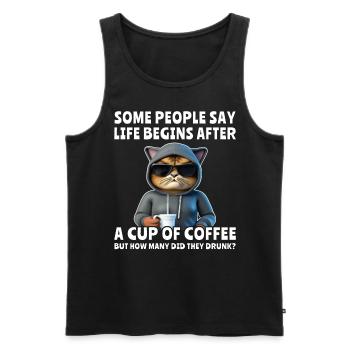 Kaffee Katze Kaffeetrinker - Männer Premium Bio Tank Top - Schwarz - Vorne - AI Model Male 178 light (178cm)