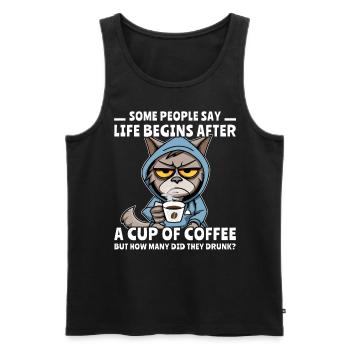 Kaffee Katze Kaffeetrinker - Männer Premium Bio Tank Top - Schwarz - Vorne - AI Model Male 178 light (178cm)