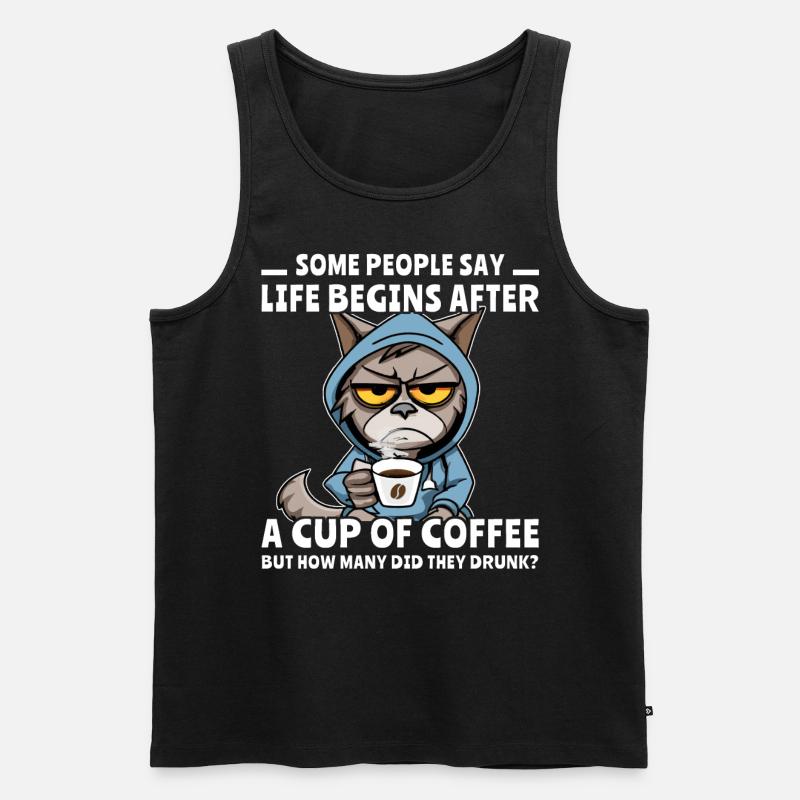 Kaffee Katze Kaffeetrinker - Männer Premium Bio Tank Top - Schwarz