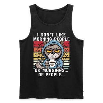 Morning People Cat Coffee - Débardeur bio Premium Homme - noir - Devant - Michal (187cm)