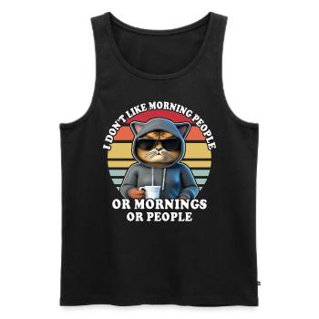 Cat drinks coffee Morning grouch - Men's Premium Organic Tank Top - black - Front - AI Model Male 178 light (178cm)