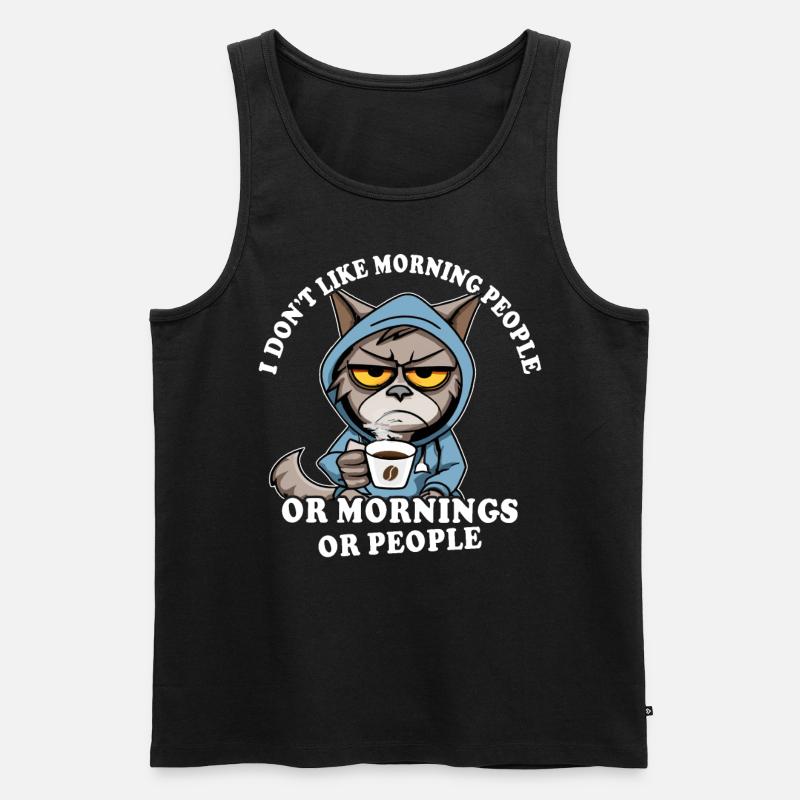 Morgenmuffel Kaffeetrinker Katze Kaffee - Männer Premium Bio Tank Top - Schwarz