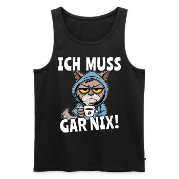 Ich Muss Gar Nix Katzen - Männer Premium Bio Tank Top - Schwarz - Vorne - Michal (187cm)