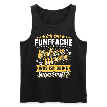 Fünffache Katzenmama Katze Mama - Männer Premium Bio Tank Top - Schwarz - Vorne - Michal (187cm)