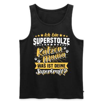 Katzenmama Katze Mama - Männer Premium Bio Tank Top - Schwarz - Vorne - Michal (187cm)