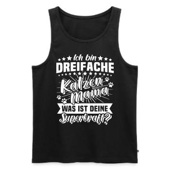 Katzen Mama Dreifache Katzenmama - Männer Premium Bio Tank Top - Schwarz - Vorne - Michal (187cm)
